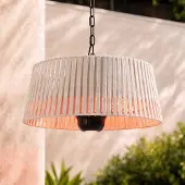LUCANDE Hänge-Heizstrahler Pyravo, beige, Alu, Ø 60 cm Pyravo, creme / amber, Aluminium, Modern