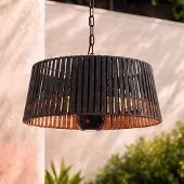 LUCANDE Hänge-Heizstrahler Pyravo, schwarz, Alu, Ø 60 cm
