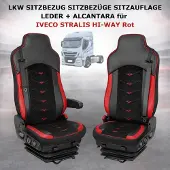PRO-GROUP LKW SITZBEZUG SITZBEZÜGE SITZAUFLAGE LEDER + ALCANTARA IVECO STRALIS HI-WAY Rot