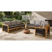 AEA Gartenlounge Set 3-Sitzer Sofa Sessel Schwarz Kissen Modern Elegant