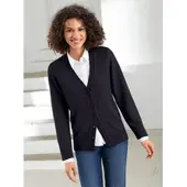 Witt Strickjacke "Strickjacke Strickjacke mit farblich abgestimmten Knöpfen", Damen, Gr. 48, schwarz, Sportlich, gerade, V-Ausschnitt, Strickjacken Strickjacke