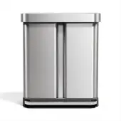 Simplehuman CW2209 58 Liter, Rechteckiger Doppelfach Treteimer mit Beutelfach, M