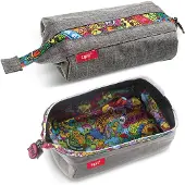Zipit Lenny Federmäppchen, Etui mit breiter Öffnung für Schule, Grau