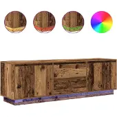 vidaXL TV-Schrank mit LED-Leuchten Altholz-Optik 160,5x41x50 cm