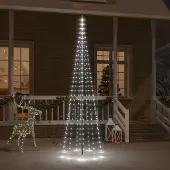 The Living Store LED-Weihnachtsbaum für Fahnenmast Kaltweiß 310 LEDs 300 cm