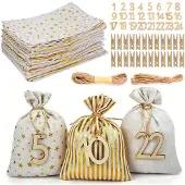 Dripio Adventskalender-Set: 24 Stoffbeutel + Holznummern + Clips + Kordel
