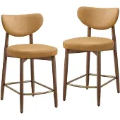 Vasagle Barhocker 2er Set, mit Rückenlehne, Massivholzbeine, in Kunstleder