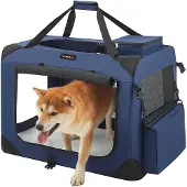 Songmics Hundebox faltbar, Transportbox Hund, L, Hundetasche, Oxford-Gewebe, Net