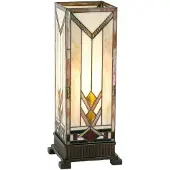 Clayre & Eef Tiffany Tischlampe 18x18x45 cm Beige Gelb Glas