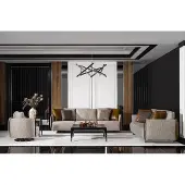 AEA Wohnzimmer Set aus Holz und Textil in Grau und Braun modern