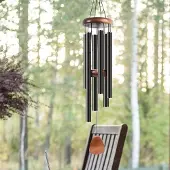 INF Windspiel aus Aluminiumrohren und Kiefernholz, 66cm für Garten Gold
