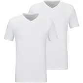Falke 2-Pack Herren T-Shirt Daily Comfort, XXL, Weiß, Uni, Baumwolle