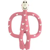 Matchstick Monkey Teething Toy and Gel Applicator Beißring mit 2 in 1 Bürste Hearts Pink 1 St.
