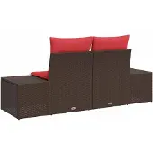 vidaXL Garten-Sofa mit Kissen 184 x 62 x 69 cm Poly-Rattan