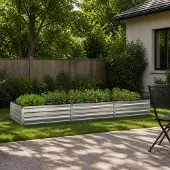 vidaXL Hochbeet im Garten Silber 240 x 80 x 24 cm verzinkt