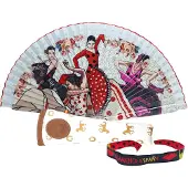 Merkloos Flamenco-Fächer-Set mit handgefertigtem Etui und Armband