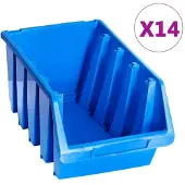 vidaXL Stapelboxen 14 Stk. Blau Kunststoff