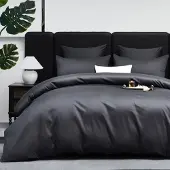 Gezu Bettwäsche-Set Mako Satin 155x220cm 2x 80x80cm Grau Anthrazit 3-teilig Baumwolle