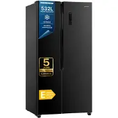 Heinner HSBS-HM532NFGBKE++, Freistehend, Amerikanische Tür, Schwarz, 2 Tür(en), Berührung, LED