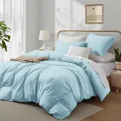 Gezu Bettwäsche-Set 135x200cm Baumwolle Blau Hellblau 4-teilig mit 2 Kissenbezügen 80x80cm