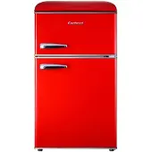 OEM Retro-Kühlschrank 86 l + 26 l Gefrierfach, rot, Glaseinlegeböden