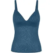 Sloggi BH-Hemd "ZEROFeelBliss THE UP PushUpShirt", Damen, Gr. L, N-Gr, blau (smoky blau), Spitze, Obermaterial: 64% Polyamid, 20% Elasthan, 16% Polyester, BHs BH-Hemd, unsichtbar mit Spitzenoptik