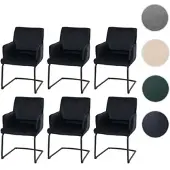 Mendler 6er-Set Freischwinger HWC-N60, Esszimmerstuhl Küchenstuhl Stuhl, Stoff/Textil anthrazit-blau