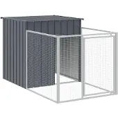 vidaXL Hundehütte mit Auslauf Anthrazit 110x1221x110 cm Stahl Verzinkt