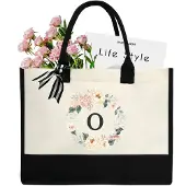 Merkloos Personalisierte Stofftasche aus Canvas mit 26 Buchstaben