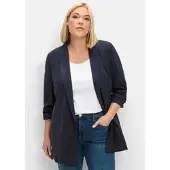 Sheego Longblazer "Longblazer", Damen, Gr. 48, blau (tiefblau), 100% Polyester, Blazer Longblazer