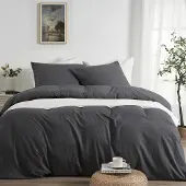Merkloos Omgoods – Grau gestreifte Bettwäsche-Set, 140x200 cm, aus superweicher Mikrofaser