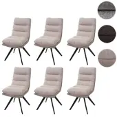 Mendler 6er-Set Esszimmerstuhl HWC-G66, Küchenstuhl Stuhl, drehbar Auto-Position Stoff MVG creme