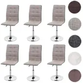 Mendler 6er-Set Esszimmerstuhl HWC-C41, Stuhl Küchenstuhl, höhenverstellbar drehbar, Stoff/Textil creme-grau