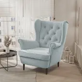Ravio Gesteppter Sessel Coco Trinity 22 Hellblau Samt Ohrensessel Skandinavisch