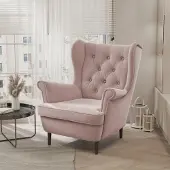 Ravio Gesteppter Sessel Coco Trinity 19 Rosa Samt Ohrensessel Skandinavisch