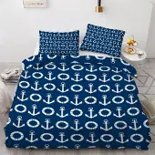 Sonstiges Bettwäsche-Set 135x200 cm 2-teilig Mikrofaser Anker Motiv Wendebettwäsche mit Reißverschluss