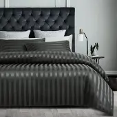 Sonstiges Bettwäsche-Set 135x200cm Grau Mikrofaser-Satin Gestreift mit Reißverschluss