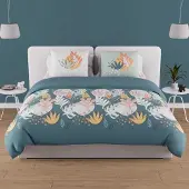 Merkloos Bettbezug Set aus Baumwolle - 260x240 cm Mathematik Blau