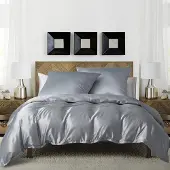 Sonstiges Bettwäsche Set 200x220cm Grau Glanzsatin mit 2 Kissenbezügen 80x80cm Reißverschluss