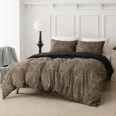 Sonstiges Bettwäsche-Set 135x200 cm 2-teilig Mikrofaser Blätter Taupe/Blatt-braun