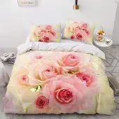 Sonstiges Bettwäsche-Set 155x220cm Rosa Rosen 3-teilig Microfaser mit Reißverschluss