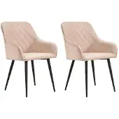 Merkloos Set von 2 Bergamo Esszimmerstühlen in Beige Velvet