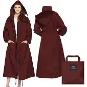 Merkloos Uni Lange Regenjacke mit Kapuze und Wasserdichter Tasche