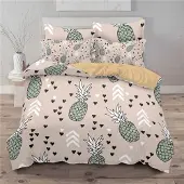 Sonstiges Bettwäsche Set Ananas Tropisch 155x220cm + 80x80cm 100% Mikrofaser