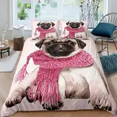 Sonstiges Kinder Bettwäsche Mops 3-teilig 155x220 cm Mikrofaser 2 Kissenbezüge 80x80 cm