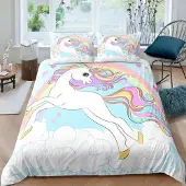 Sonstiges Kinder Bettwäsche Einhorn 155x220 cm 3-teilig Mikrofaser Regenbogen 3D