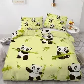 Sonstiges Bettwäsche-Set Panda 220x240 cm 3-teilig Mikrofaser 3D-Motiv mit Reißverschluss