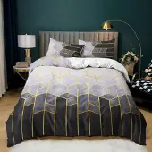 Sonstiges Bettwäsche-Set Gestreift Grau 155x220cm + 80x80cm Mikrofaser
