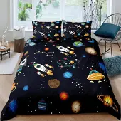Sonstiges Kinder Bettwäsche 3-teilig 155x220 cm + 80x80 cm 2x Mikrofaser Sternenhimmel Motiv