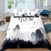Sonstiges Kinder Bettwäsche 135x200 cm 4-teilig Chinesischer Stil Mikrofaser 3D Berge Wald